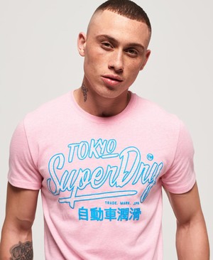 Superdry Ticket Type Pastel Férfi Pólók Rózsaszín | LNEWD0569